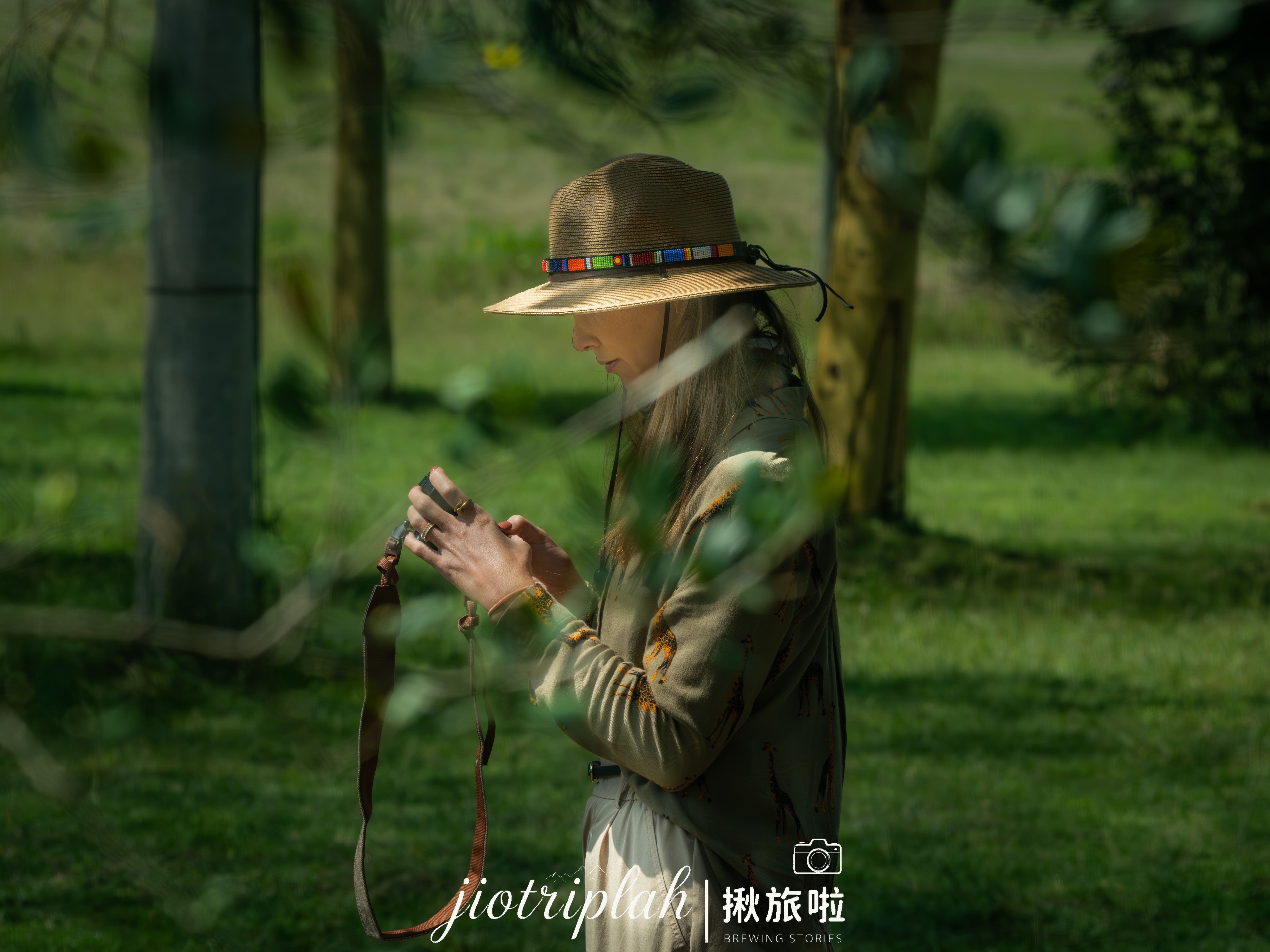 綠意中的專注攝影