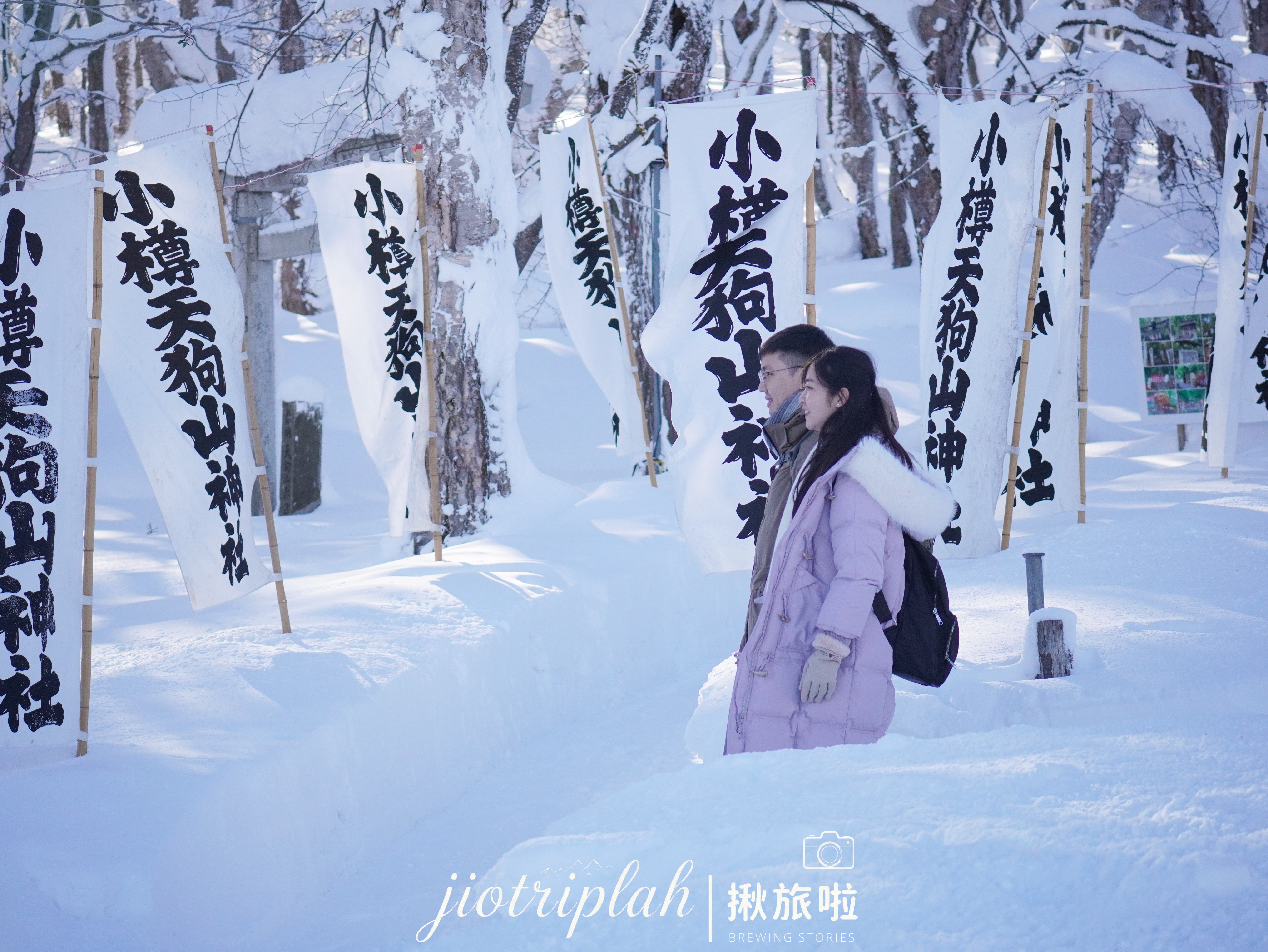 雪地中的漫步剪影